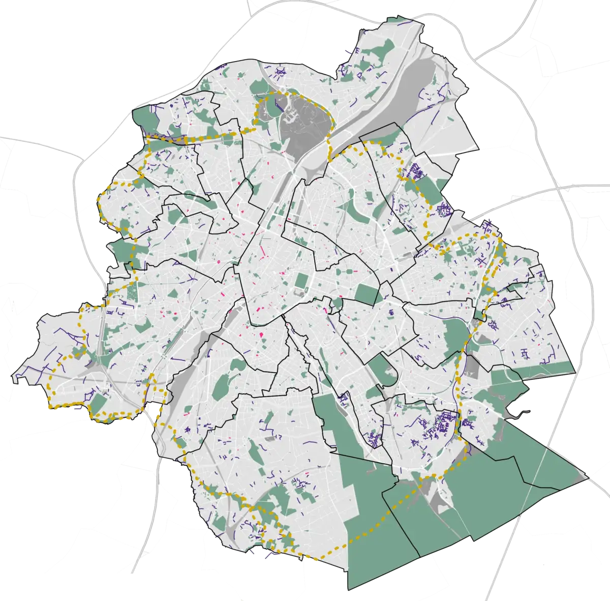 Carte de l'inventaire des espaces verts Base de Donnees 2021