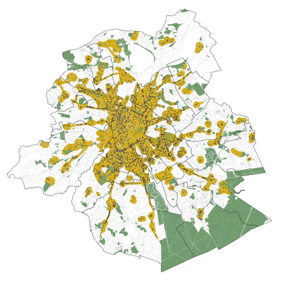 Carte masterplan stationnement velo cargo en RBC